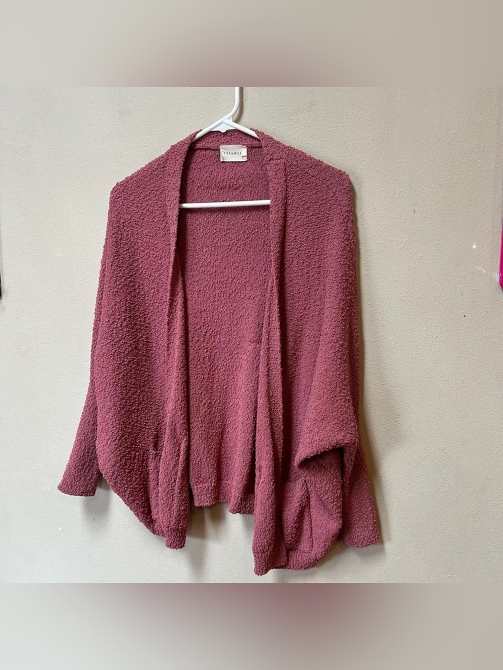 Dreamers Pink Oversized Cardigan S Cozy Slouchy Soft Girl Open Front Sweater